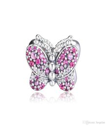 2019 Spring 925 Sterling Silver Jewellery Dazzling Rose Butterfly Charm Beads Fits Bracelets Necklace For Women DIY Making7864003
