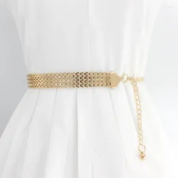 Belts Punk Golden Metal Waist Chain Women Belt Fashion Luxury Design Hollow Waistband For Dress Skirt Decorative Girdle Female Strap