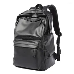 Backpack Men PU Leather Travel Bagpack Large Laptop Waterproof Backpacks Male Schoolbag For Teenagers Boys Business Bags Black
