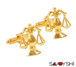 SAVOYSHI Brand Gold Color Balance scales Cufflinks for Mens Accessories High Quality Novelty Retro Cufflinks Fashion Jewelry3849753