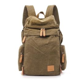 Backpack Fashion Classic Canvas Men's Tide Brand Casual European And American Retro Large-capacity Trend Travel Bag2806