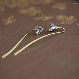 Stud Earrings Woman Earring Accessories Fine Female Long Flowers Ear Studs Simplicity Romantic Silver925 Gold Colour Hanging Jewelr267o