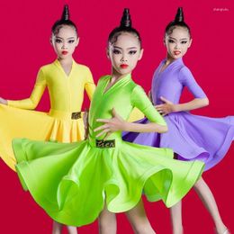 Stage Wear Two Piece Set Of Children's Latin Dance Dress And Girl's Training Suit For Competition Dresses Women Skirt