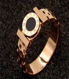 European and American models black round cake Roman numerals strap double crossbar rose gold ring fashion titanium steel tide fema4372509