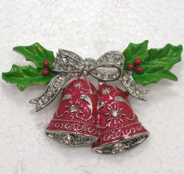 Whole CRYSTAL RHINESTONE Enamelling CHRISTMAS BELLS PIN BROOCH Jewellery GIFT C8795217636