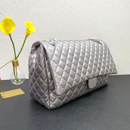 46CM 22P F W Classic Maxi Single Flap Caviar Leather Quilted Bags Cowhide Aged Silve Gold Meatl Hardware Matelasse Chain Large Cap2290