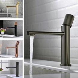 Bathroom Sink Faucets Mixer Faucet & Cold Deck Mount Single Knurled Handle Hole Wash Basin Swivel Knob Design