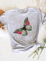 Women's T Shirts Summer Short Sleeve Printed Clothes Women Clothing Butterfly Wing Floral Cute Female Fashion Casual Tee Graphic T-shirts