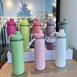 Yoga Sports Fitness Bottle Solid Color Straw Stainless Steel Insulation Roller Cup with Lid Insulation Gift Cup 710ML