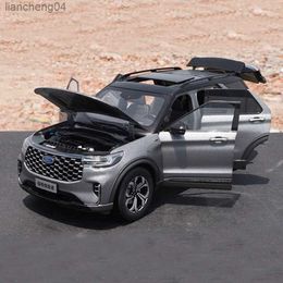 Diecast Model Cars 1/18 Ford 2023 EXPLORER SUV Off-road Diecast Metal Model Simulation Car Ornaments Collection Gray Boy Toys Gifts