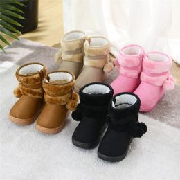 Children Fur Boots Winter Furry Shoes Girls with Cute Hairball Baby Kids High Top Snow Boots Anti-proof Warm Toddler Boots 240219