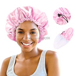 New Women Double Layer Waterproof Bath Cap Shower Head Cover Adult Shower Bath Bathing Caps Waterproof Hair Bonnet