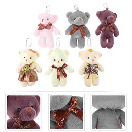 Keychains 6 Pcs Keychain Cute Charm Bags Purse Decoration Phone Chains And Charms Birthday Party Favors Stuffed Bear Miss