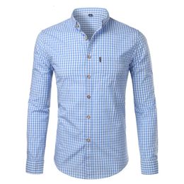 Small Plaid Button Down Shirt Men Summer Long Sleeve Slim Fit Mens Dress Shirts Casual Cheques Gingham Chemise Homme 240219