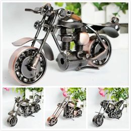 20 Kind 15cm Handmade Vintage Iron Motorcycle Model Motor Figurine Metal Motorbike Prop Boy Gift Kid Toy Home Office Decor 240220