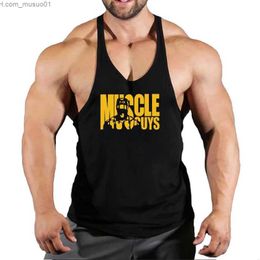 Men's Tank Tops Muscle Guys Cotton Gym Tank Tops Men Sleeveless Tank Tops For Boys Bodybuilding Clothing Undershirt Fitness Stringer VestL2402