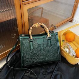 Evening Bags Fashion Women Handbag With Bamboo Handle Retro Crocodile Pattern Commuter Versatile Satchel High Quality Shoulder Crossbody