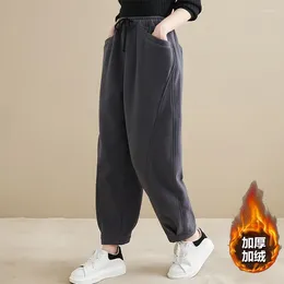 Women's Pants 2024 Autumn Winter Fashion Cotton Sweatpants Women Loose Casual High Waist Pockets Harem Female Trousers R545