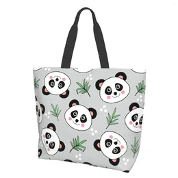 Shopping Bags Tote Bag For Women Cute Panda And Bamboo Reusable Beach