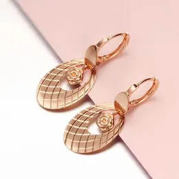 Dangle Earrings Elegant 585 Purple Gold Flower For Women Plated 14K Rose In Drop Earings Wedding Jewelry Gives Girlfriend