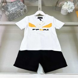 New baby T-shirt set summer kids tracksuits Size 110-160 CM Yellow eyeglass pattern short sleeves and shorts 24Feb20