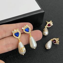 Designers New Explosive Red Blue Temperament Charm Party Engagement Gift Pearl Pendant Earrings Natural and Intimate Jewellery