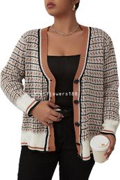 Women's Sweaters Women's Plaid V Neck Button Down Colour Block Casual Loose Cardigan Sweater