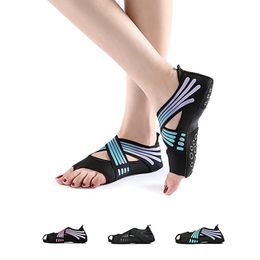 Non-Slip Yoga Socks with Grip Women Girls Toeless Anti-Skid Socks Shoes Sole for Dancing Pilates Barre Ballet Bikram Workout 240220