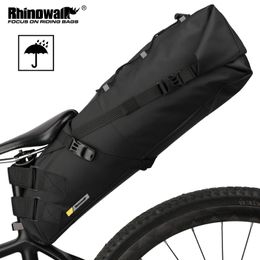 Rhinowalk Waterproof Bike Saddle Bag Large Capacity Bicycle Saddle Pannier Bag Cycling Foldable Tail Rear Bag MTB Road Bike 240219