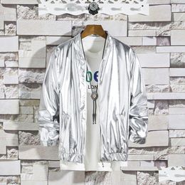 Men'S Jackets Mens Shiny Gold Metallic Varsity Coats Men 2023 Spring Nightclub Disco Dance Bomber Jacket Stage Prom Streetwear 3Xl D Dhq7E