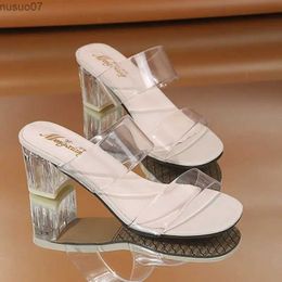 Sandals Sandals Women Summer New 2023 Womens Spring New Thick Heel Transparent Sandals Womens Casual Shoes Elegant Medium HeelL2402