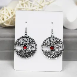 Dangle Earrings Women's Delicate Vintage Earring Trendy Circle Charm Red Cubic Zirconia Jewellery Romantic Korean Style Jewellery