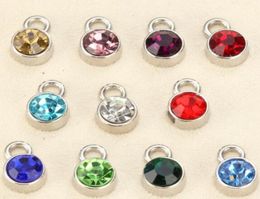 6mm 50pcslot zinc alloy Birthstone charms Mix Colours Rhinestone For Jewellery making Bracelet DIY Jewellery Findings4132254