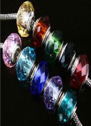 1000pcs Faceted Glass Beads charms single core silver plated bead Charm fit Bracelet mix 30 styles9496099