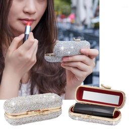 Ladies Clip Holder Daily Lipstick Case Party Fashion Gift With Mirror Organizer Home Travel Universal Luxurious Shiny Diamonds1261c