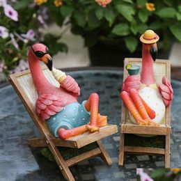 Garden Decorations Summer Flamingos Decor Yard Patio Lawn Funny Fairy Ornaments Outside Figurine Home Drop Delivery Otrwh