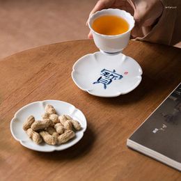 Tea Trays Ceramic Plate Saucer Tray Cup Mat Pot Seat Chinese Traditional Set Accessorie Home Table Decoration 4 PCS