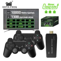 Consoles DATA FROG Retro Video Game Console 2.4G Wireless Console Game Stick 4k 10000 Games Portable Dendy Game Console for TV