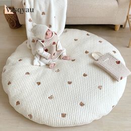 born Baby Padded Play Mat Soft Cotton Crawling Blanket Activity Mat Girl Game Rug Round Floor Carpet For Kids Room Decoration 240220