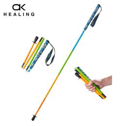 5-Section Folding Trekking Poles Ultra Light Hiking Sticks Portable Carbon Fibre Walking Sticks Climbing Hiking Accessories 240220