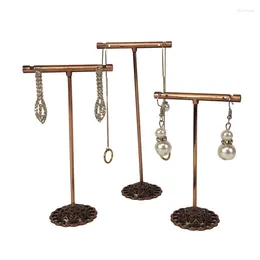 Jewellery Pouches 6Pcs Metal Shelf Display Rack Stand Holder Antique Wooden Accessory Red Copper