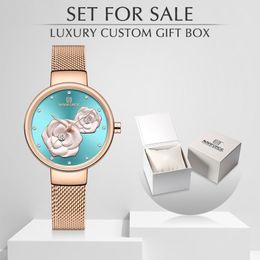 New NAVIFORCE Rose Gold Women Watches Dress Quartz Watch Ladies with Luxury Box Female Wrist Watch Girl Clock Set for 314S