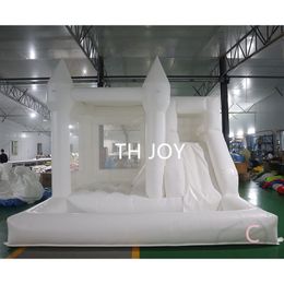 wholesale Free Delivery outdoor activities 4.5x4.5m (15x15ft) With blower Inflatable Wedding Bouncer house, white bouncy castle with slide and ball pit for kids