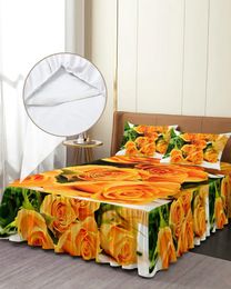 Bed Skirt Rose Flower Elastic Fitted Bedspread With Pillowcases Protector Mattress Cover Bedding Set Sheet