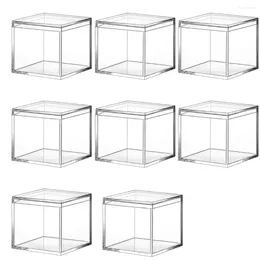 Jewellery Pouches 8 Pieces Of Transparent Acrylic Plastic Square Box Mini Storage With Lid Container