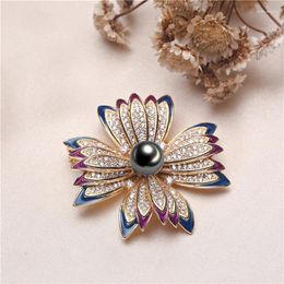 Brooches MeibaPJ 10-11mm Big Natural Black Semiround Pearl Flower Corsage Brooch Fashion Sweater Jewellery For Women