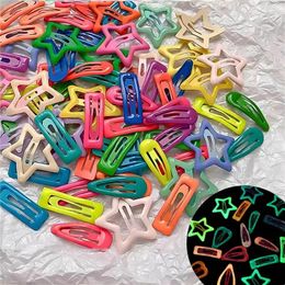 Hair Accessories 10pcs Glowing Cute Mini BB Noctilucent Colorful Hairpin Lovely Multiple Shapes Clip Drops Oil Baking Paint Sweet Cool Girl