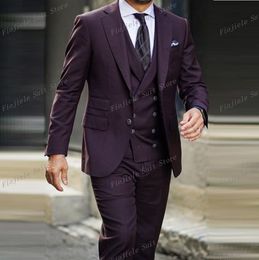 New Male Tuxedo Groom Groomsman Men Suit Wedding Party Formal Occasions Business 3 Piece Set Jacket Vest Pants C9