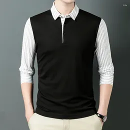 Men's Polos POLO Shirt Business Casual Simple And Elegant Stripe Fashion Versatile Two Shirts