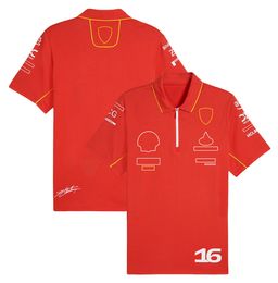 Men's Polos F1 2024 Team T-shirt New Formula 1 Racing Mens Polo Shirts T-shirt Motorsport No.16 and No.55 Driver Red T-shirt Fans Shirts Jersey Wzya